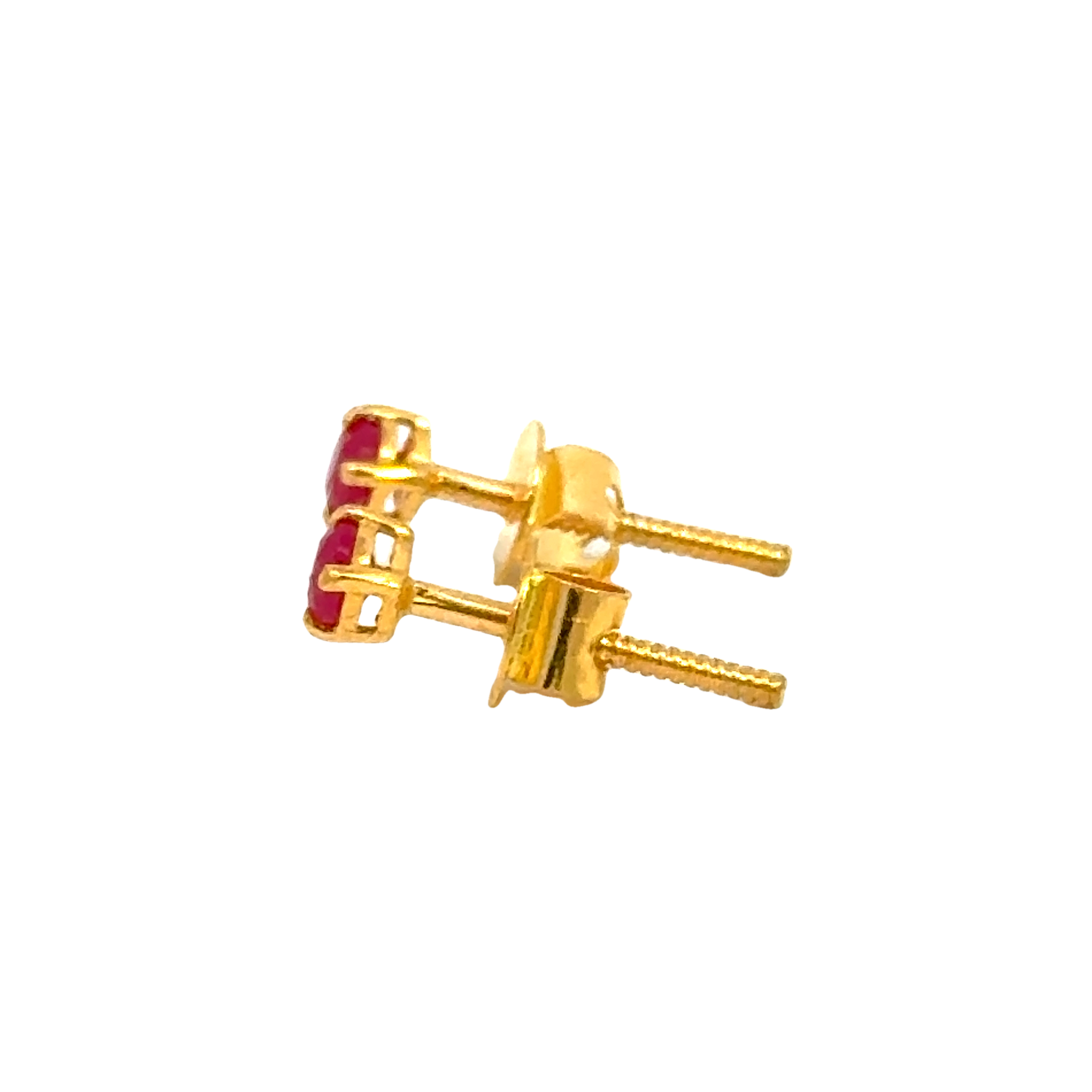 22k Yellow Gold Ruby Stud Earrings with Ruby with gold weight of 0.986g