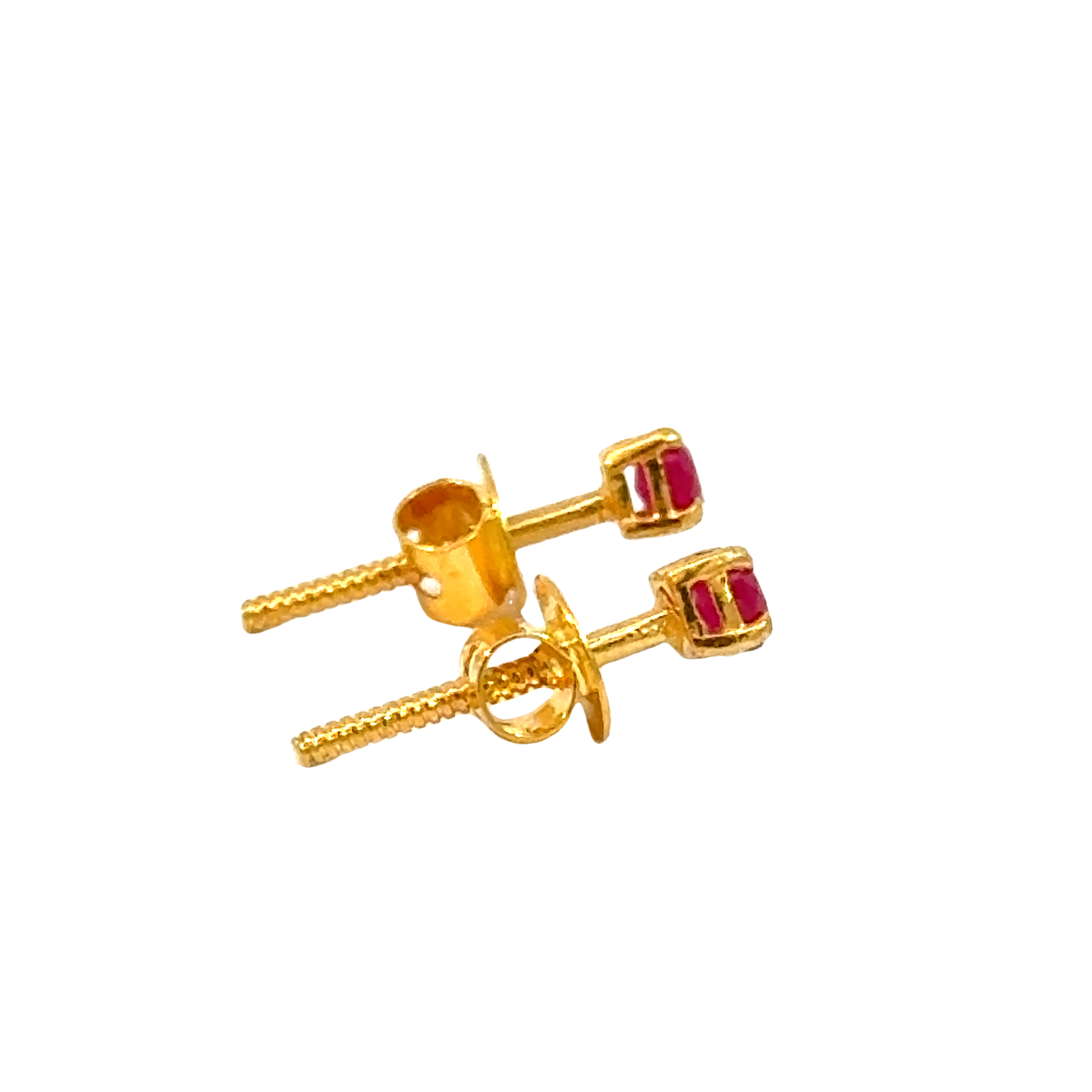 22k Yellow Gold Ruby Stud Earrings with Ruby with gold weight of 0.857g