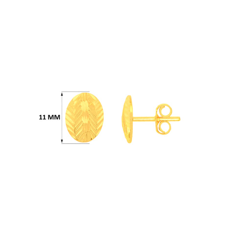 22k Yellow Gold Stud Medium Earrings with gold weight of 1.92g