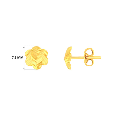 22k Yellow Gold Stud Medium Earrings with gold weight of 1.48g