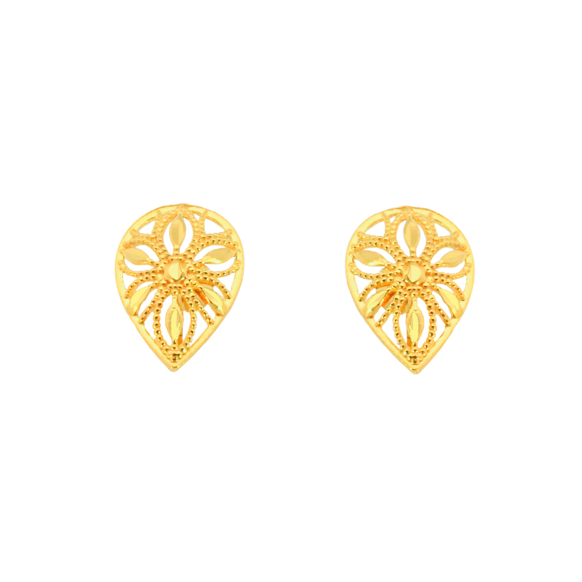 22k Yellow Gold Filigree Medium Earrings with gold weight of 1.37g