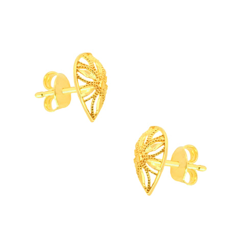 22k Yellow Gold Filigree Medium Earrings with gold weight of 1.37g