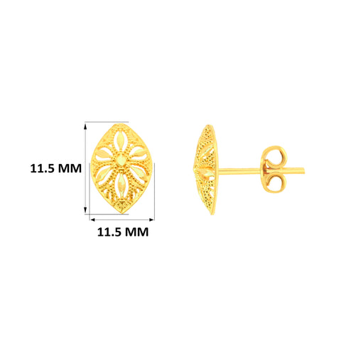 22k Yellow Gold Filigree Medium Earrings with gold weight of 1.53g