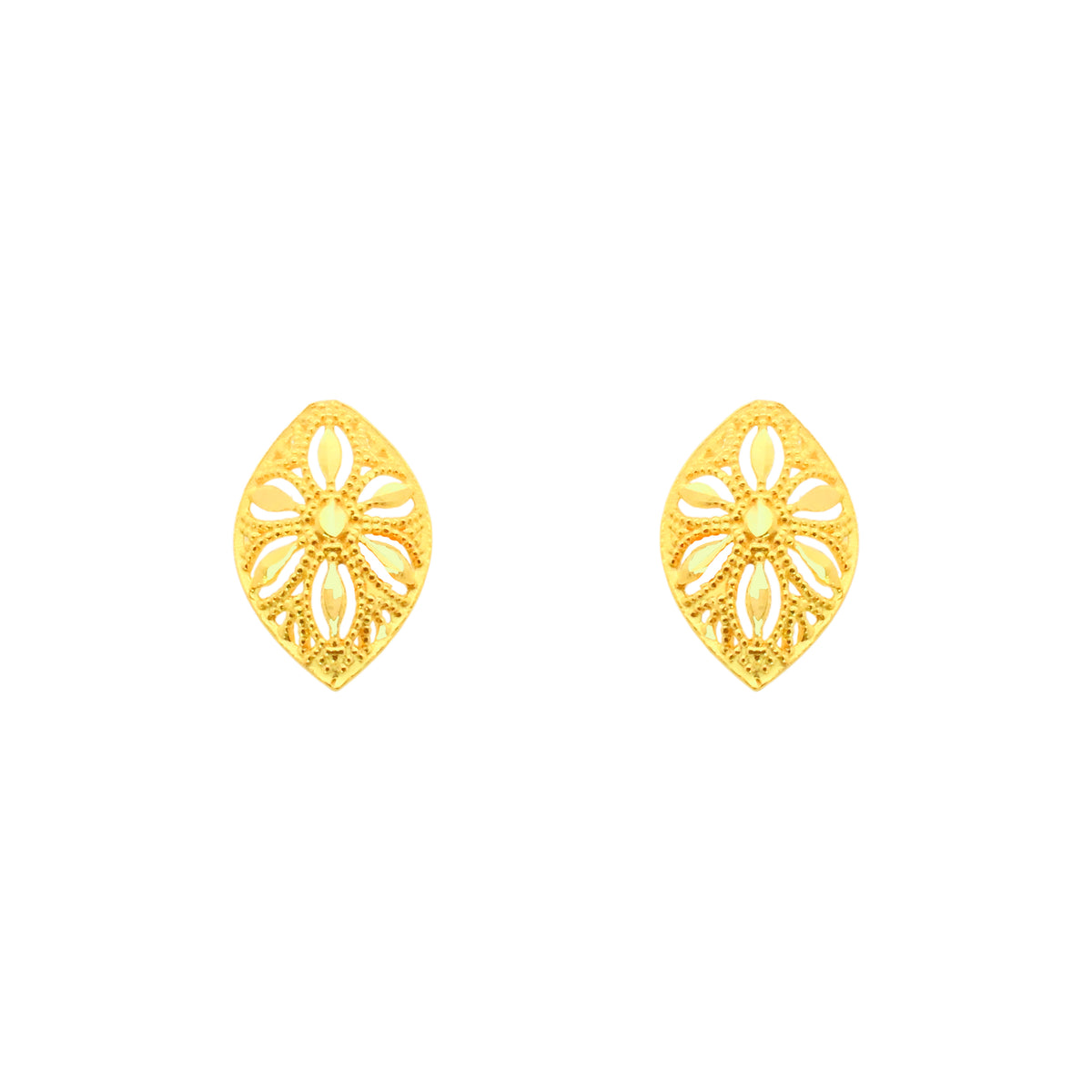 22k Yellow Gold Filigree Medium Earrings with gold weight of 1.53g