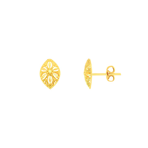 22k Yellow Gold Filigree Medium Earrings with gold weight of 1.53g