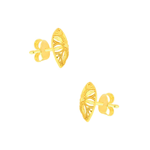 22k Yellow Gold Filigree Medium Earrings with gold weight of 1.53g