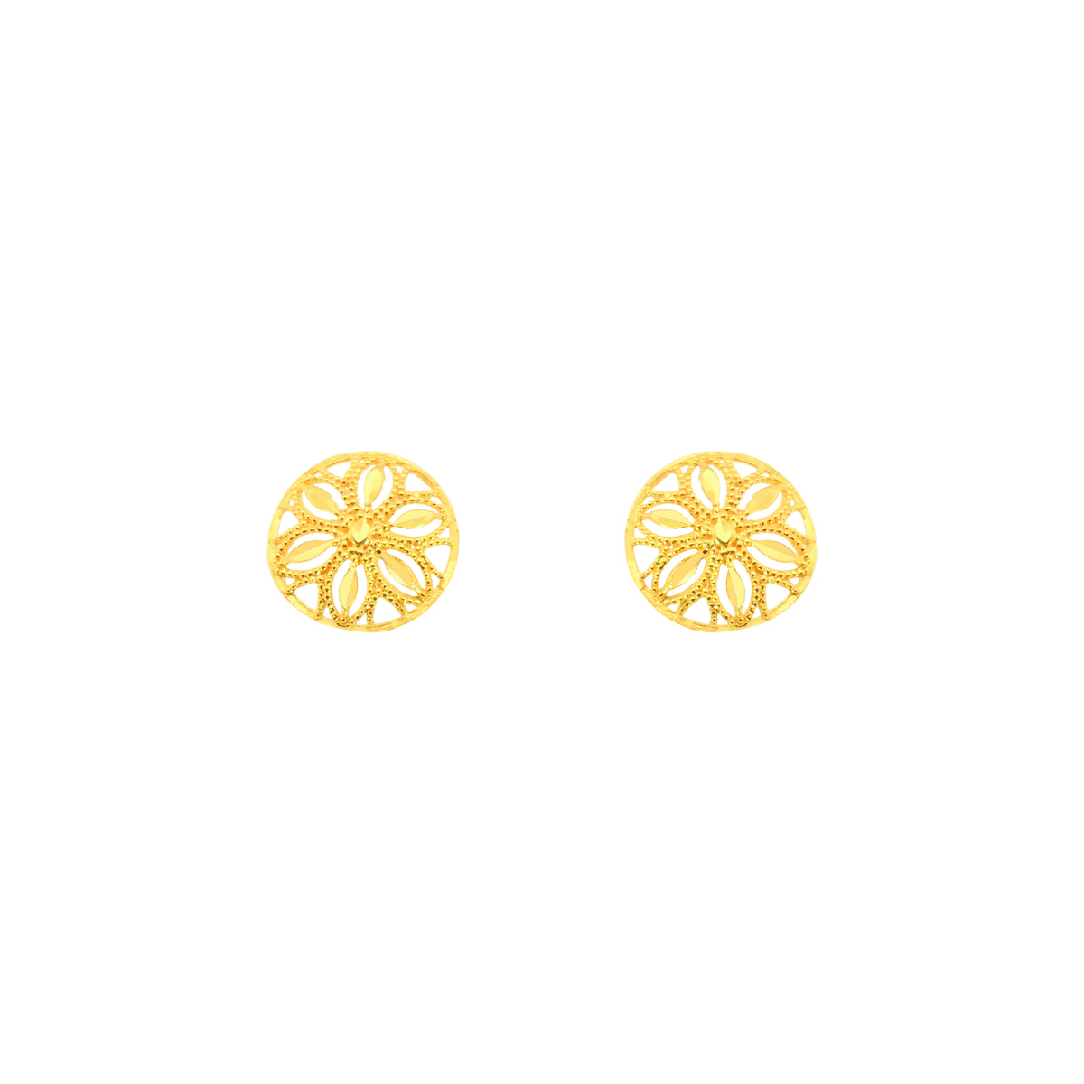 22k Yellow Gold Filigree Medium Earrings with gold weight of 1.61g