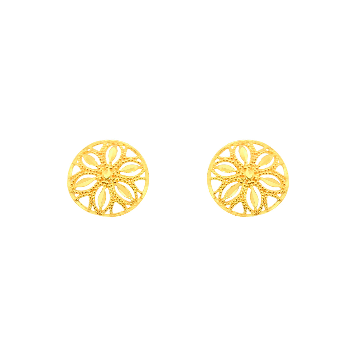 22k Yellow Gold Filigree Medium Earrings with gold weight of 1.62g