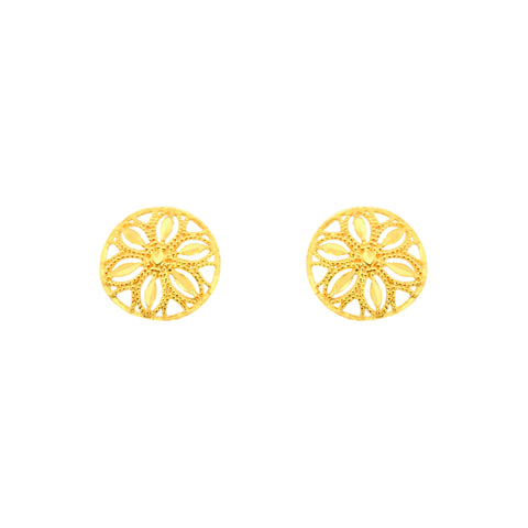 22k Yellow Gold Filigree Medium Earrings with gold weight of 1.62g
