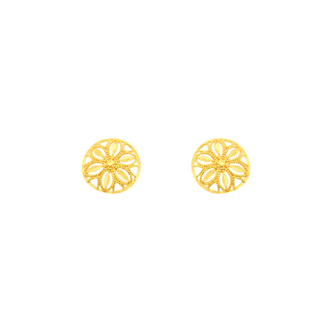 22k Yellow Gold Filigree Medium Earrings with gold weight of 1.61g
