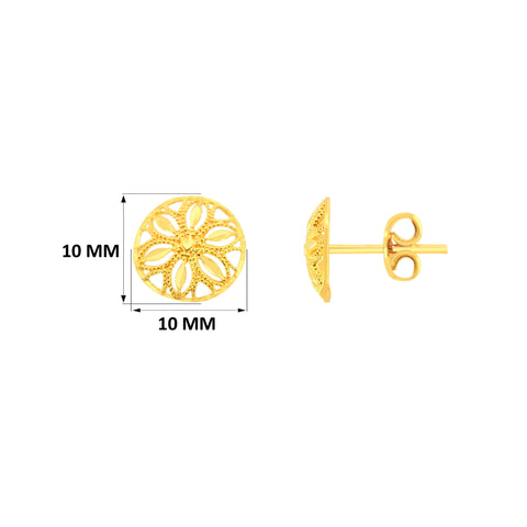 22k Yellow Gold Filigree Medium Earrings with gold weight of 1.62g