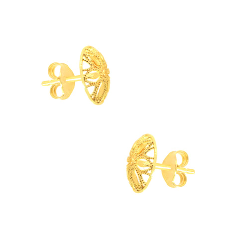 22k Yellow Gold Filigree Medium Earrings with gold weight of 1.61g