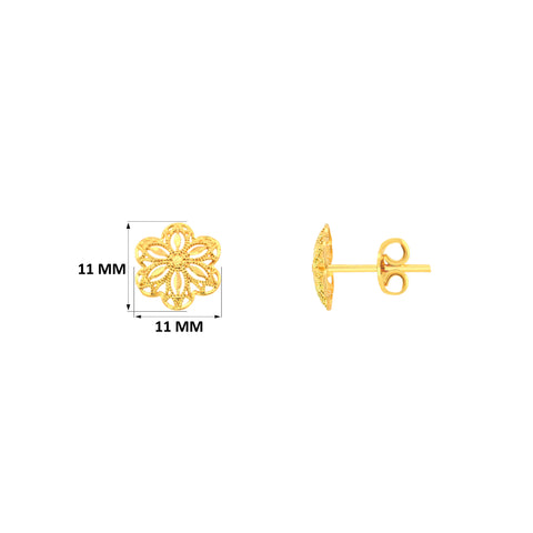 22k Yellow Gold Filigree Medium Earrings with gold weight of 1.87g