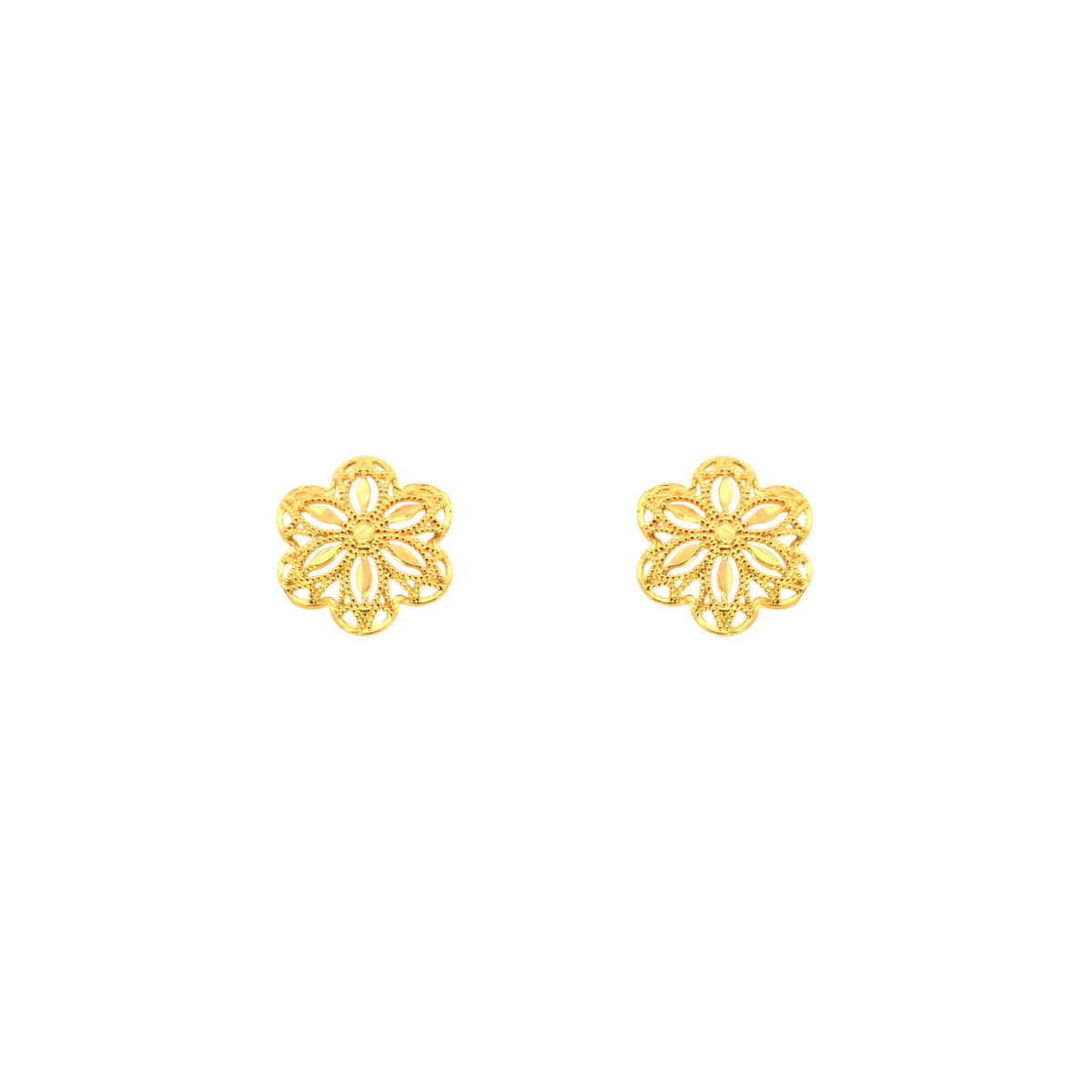 22k Yellow Gold Filigree Medium Earrings with gold weight of 1.87g