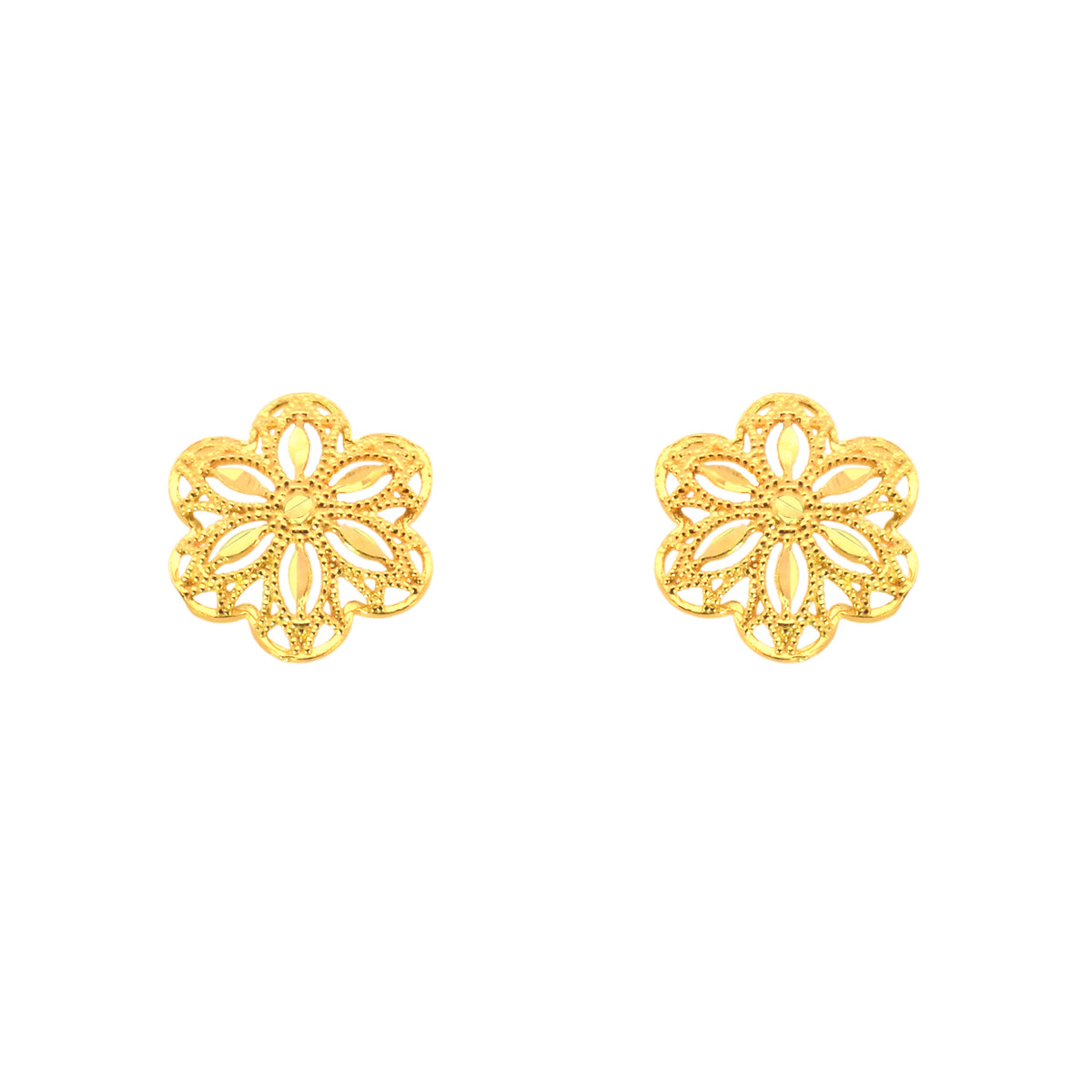 22k Yellow Gold Filigree Medium Earrings with gold weight of 1.87g