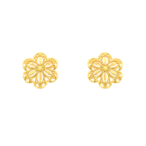 22k Yellow Gold Filigree Medium Earrings with gold weight of 1.87g