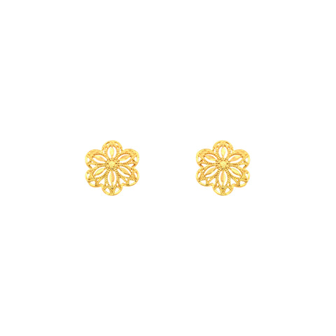 22k Yellow Gold Filigree Medium Earrings with gold weight of 1.87g