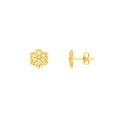 22k Yellow Gold Filigree Medium Earrings with gold weight of 1.87g