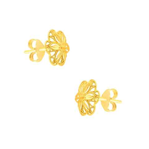 22k Yellow Gold Filigree Medium Earrings with gold weight of 1.87g