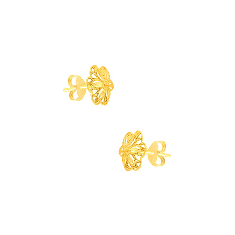 22k Yellow Gold Filigree Medium Earrings with gold weight of 1.87g