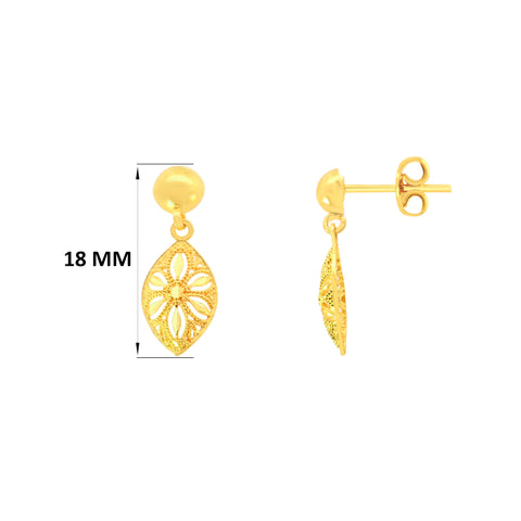 22k Yellow Gold Filigree Dangler Large Earrings with gold weight of 1.98g