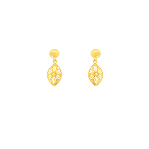 22k Yellow Gold Filigree Dangler Large Earrings with gold weight of 1.98g