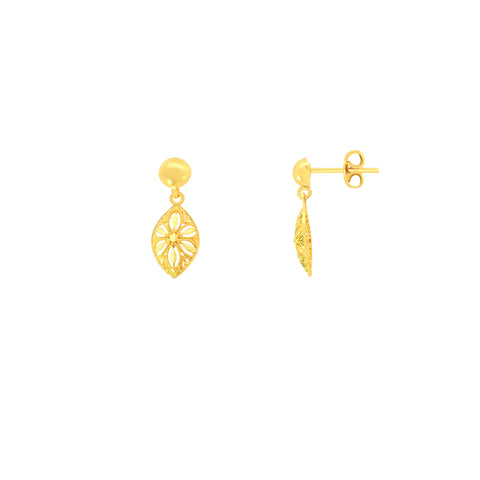 22k Yellow Gold Filigree Dangler Large Earrings with gold weight of 1.98g