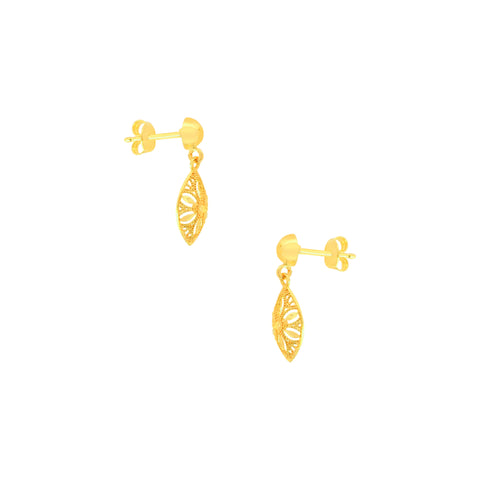 22k Yellow Gold Filigree Dangler Large Earrings with gold weight of 1.98g
