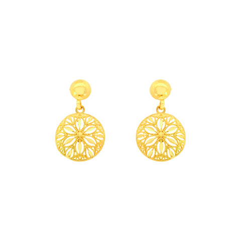 22k Yellow Gold Filigree Dangler Large Earrings with gold weight of 2.33g