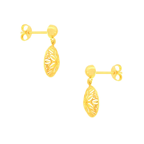 22k Yellow Gold Filigree Dangler Large Earrings with gold weight of 2.33g