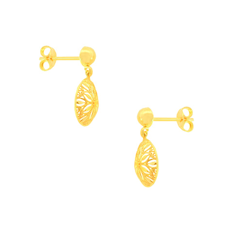 22k Yellow Gold Filigree Dangler Large Earrings with gold weight of 2.33g