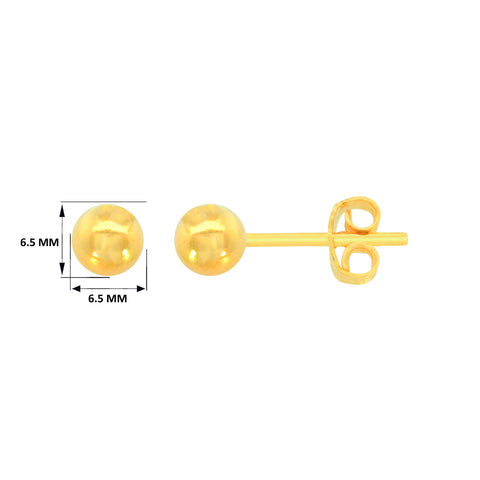 22k Yellow Gold Ball-Bead Medium Earrings with gold weight of 2.64g