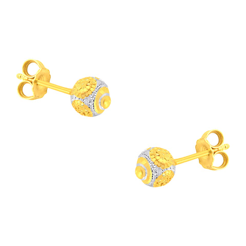 22k Two-Tone Gold Ball-Bead Large Earrings with gold weight of 2.33g