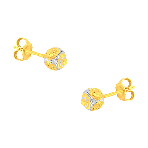 22k Two-Tone Gold Ball-Bead Medium Earrings with gold weight of 2.06g