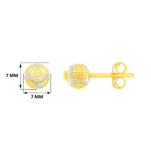 22k Two-Tone Gold Ball-Bead Large Earrings with gold weight of 2.32g