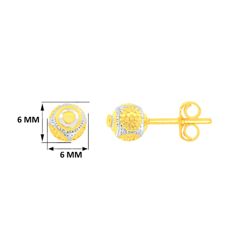 22k Two-Tone Gold Ball-Bead Medium Earrings with gold weight of 2.06g