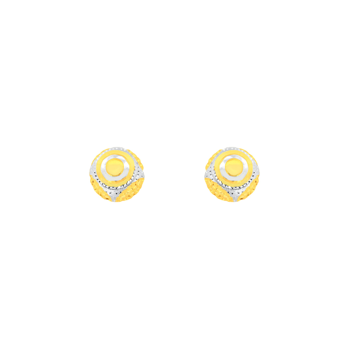 22k Two-Tone Gold Ball-Bead Medium Earrings with gold weight of 2.06g