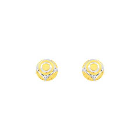 22k Two-Tone Gold Ball-Bead Medium Earrings with gold weight of 2.07g