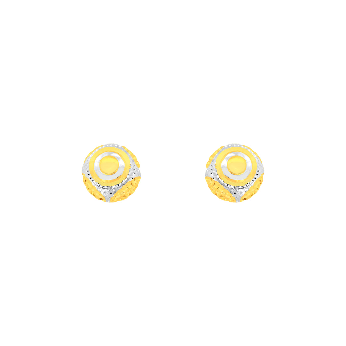 22k Two-Tone Gold Ball-Bead Large Earrings with gold weight of 2.32g