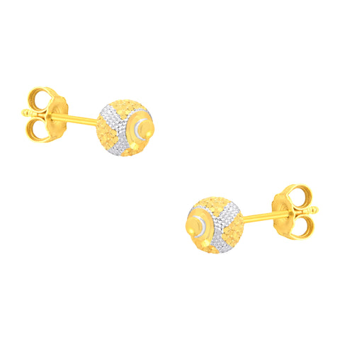 22k Two-Tone Gold Ball-Bead Large Earrings with gold weight of 2.39g