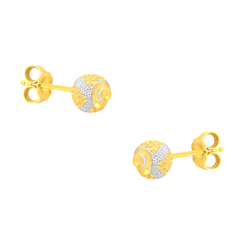 22k Two-Tone Gold Ball-Bead Medium Earrings with gold weight of 2.08g