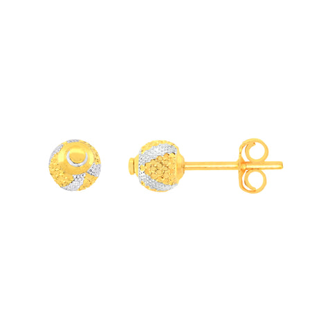 22k Two-Tone Gold Ball-Bead Medium Earrings with gold weight of 2.193g