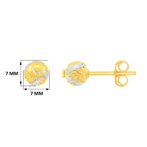 22k Two-Tone Gold Ball-Bead Large Earrings with gold weight of 2.39g