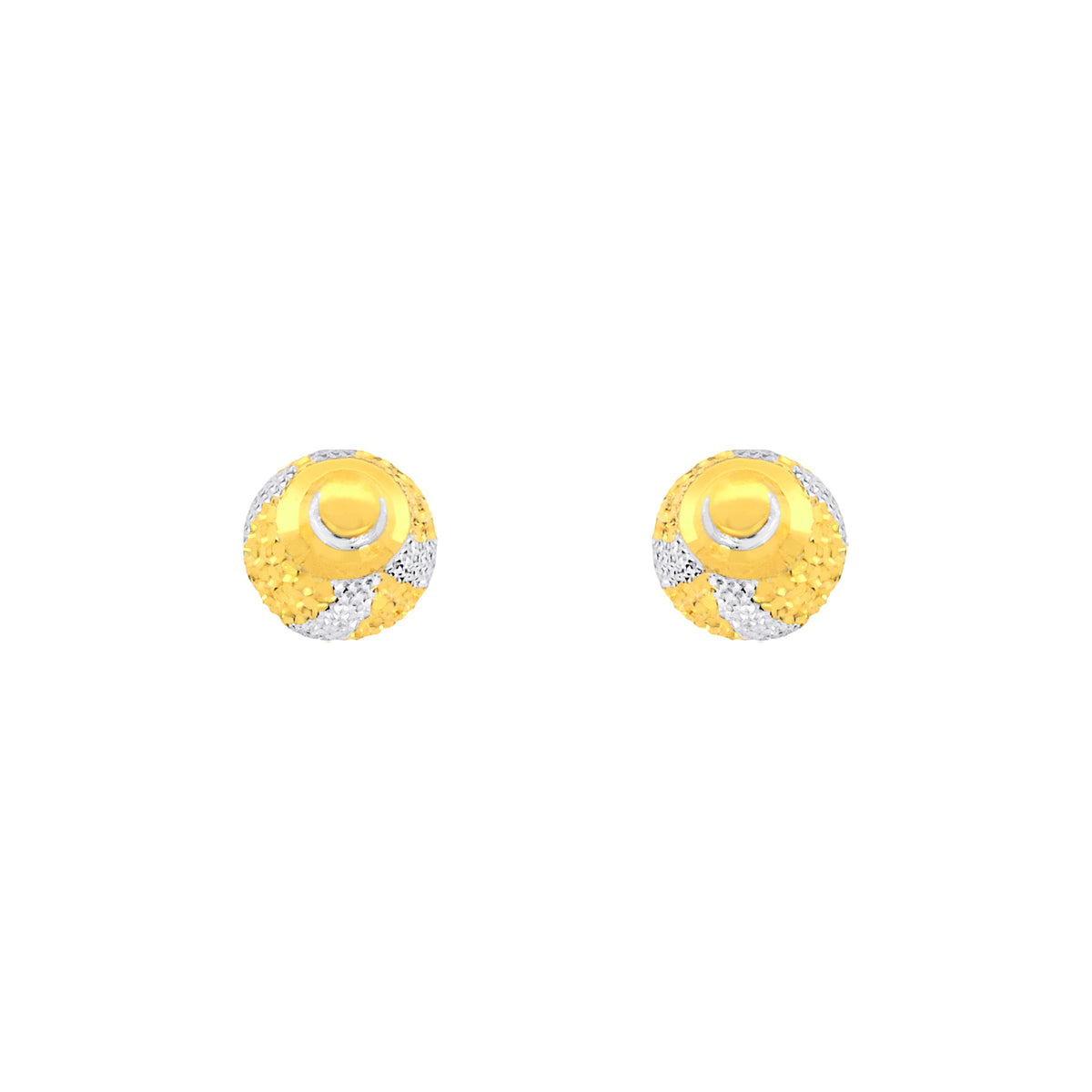 22k Two-Tone Gold Ball-Bead Large Earrings with gold weight of 2.39g