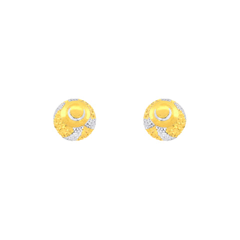 22k Two-Tone Gold Ball-Bead Large Earrings with gold weight of 2.31g
