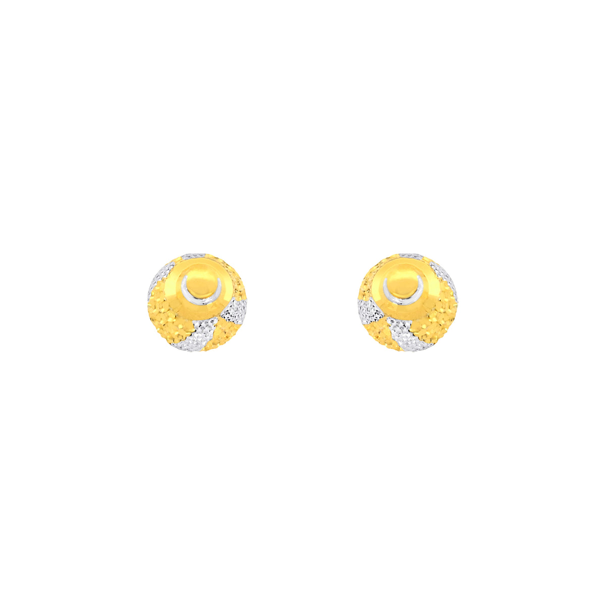 22k Two-Tone Gold Ball-Bead Medium Earrings with gold weight of 2.071g