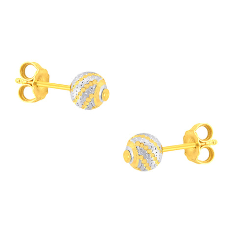 22k Two-Tone Gold Ball-Bead Large Earrings with gold weight of 2.47g