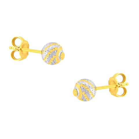 22k Two-Tone Gold Ball-Bead Small Earrings with gold weight of 2.24g