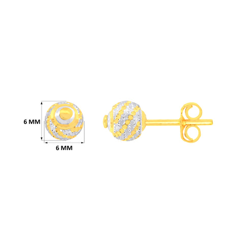 22k Two-Tone Gold Ball-Bead Small Earrings with gold weight of 2.16g