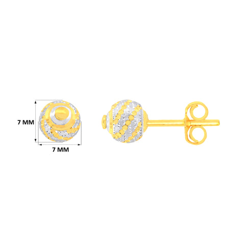 22k Two-Tone Gold Ball-Bead Large Earrings with gold weight of 2.38g